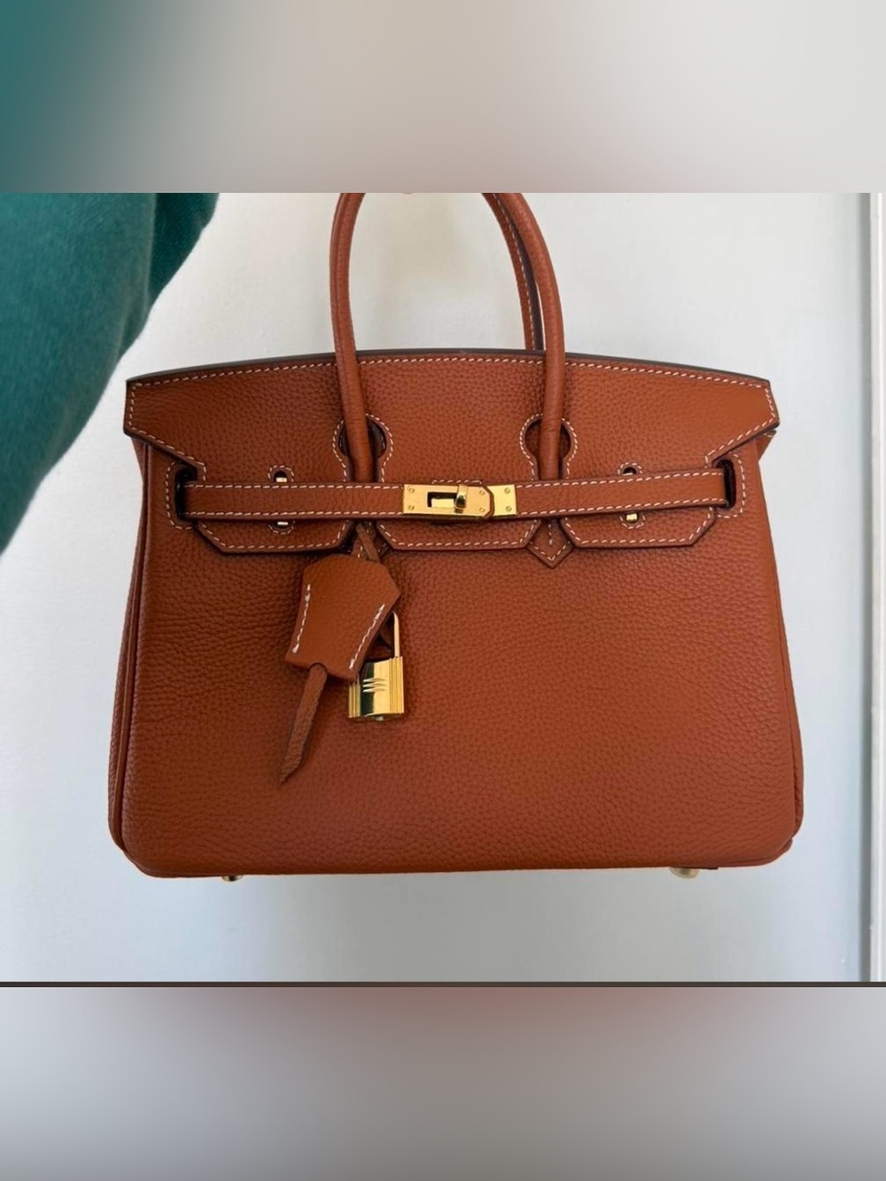 Classic Leather Tote Bag in Cognac with Gold Hardware.